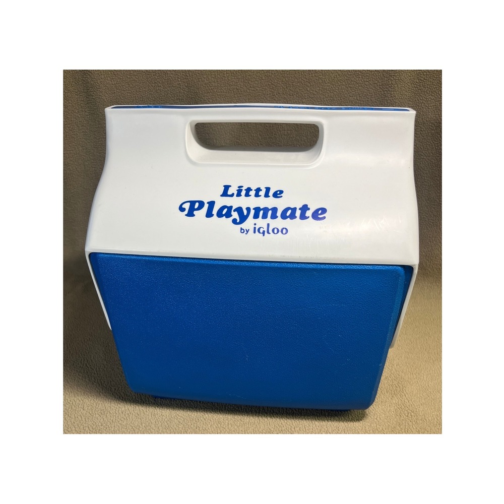 Igloo Little Playmate Cooler Blue White Vintage Tent Top Personal Lunch Box